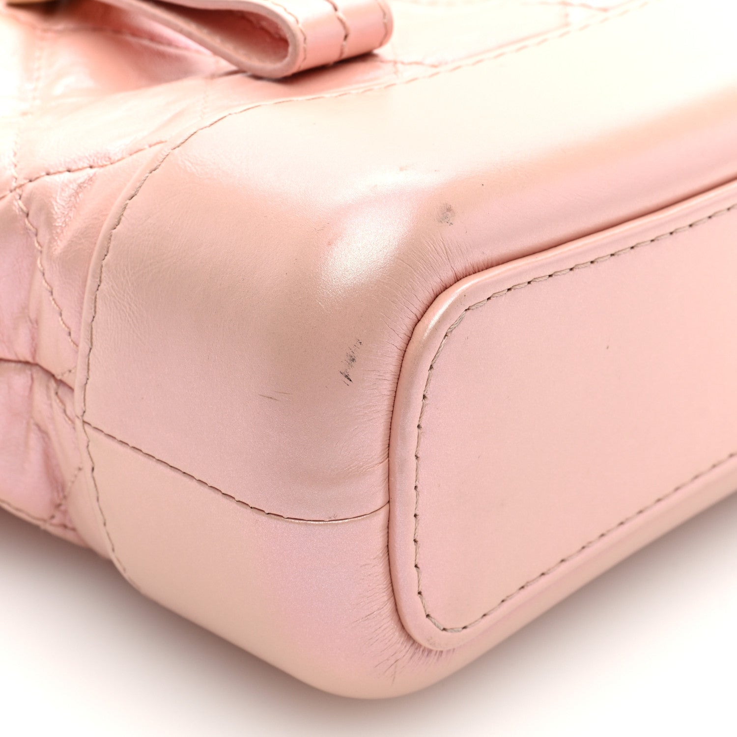 Iridescent Aged Calfskin Quilted Small Gabrielle Hobo Rose
