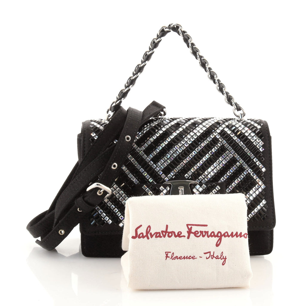 Ginny Convertible Shoulder Bag Crystal Embellished Satin Mini