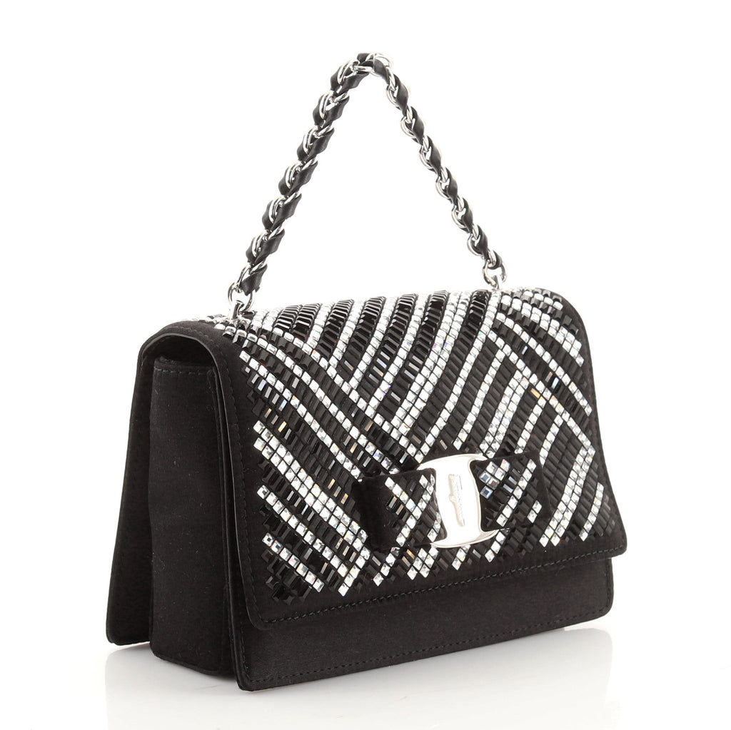 Ginny Convertible Shoulder Bag Crystal Embellished Satin Mini