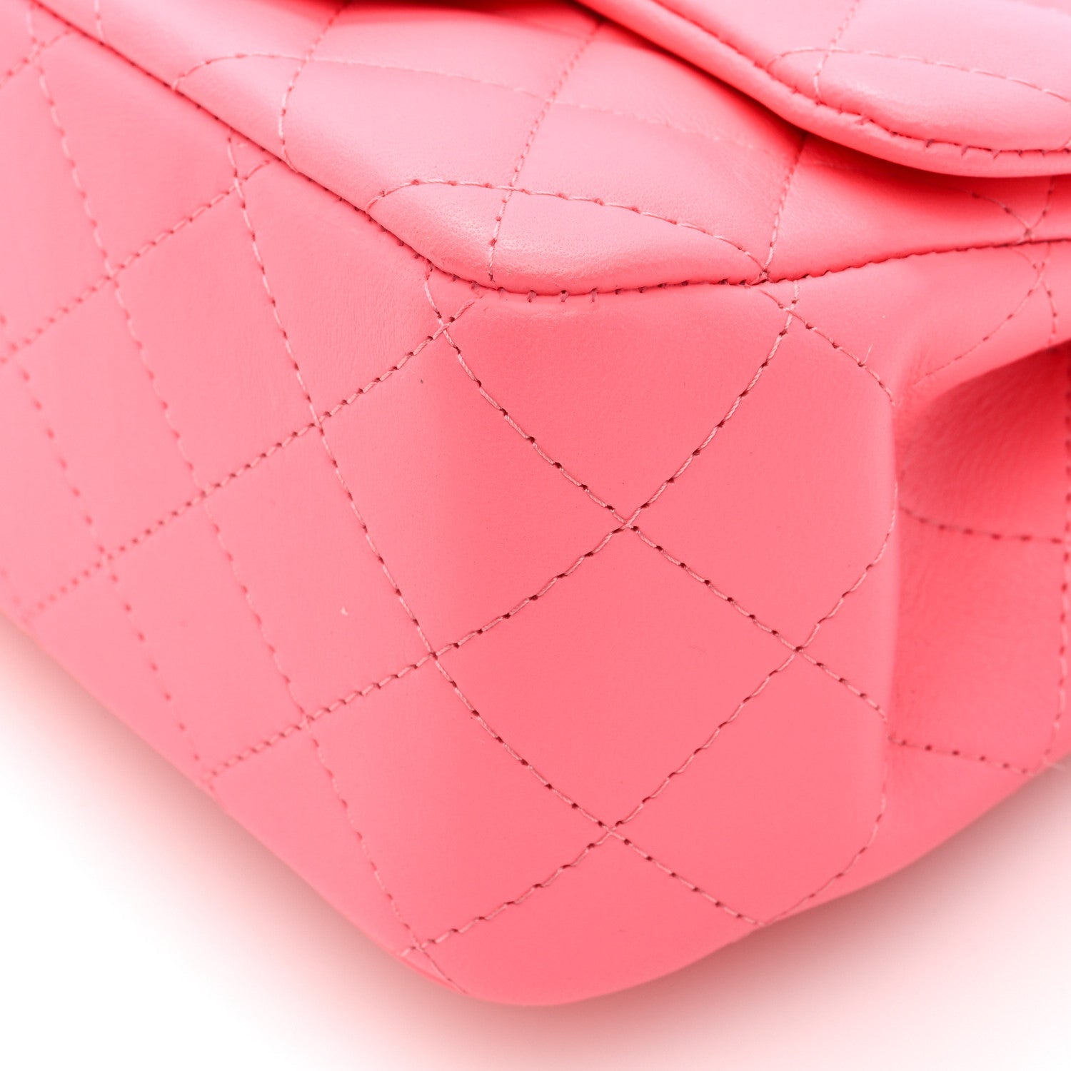 Lambskin Quilted Mini Square Flap Coral Pink