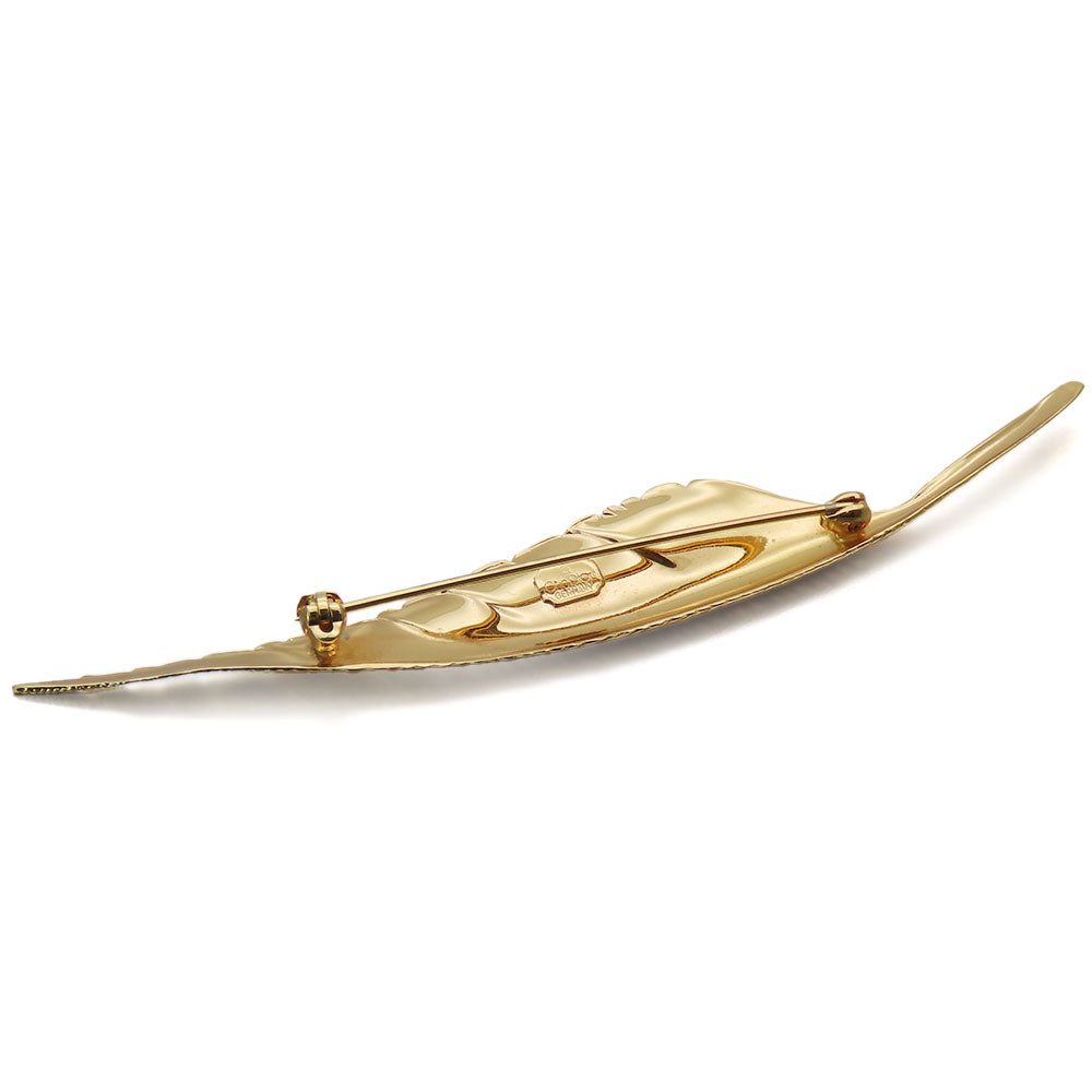 Christian Dior Gold Feather Brooch