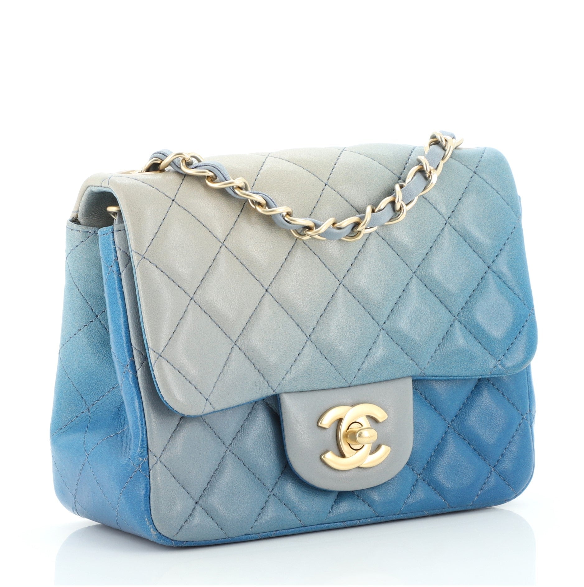 Square Classic Single Flap Bag Quilted Ombre Lambskin Mini