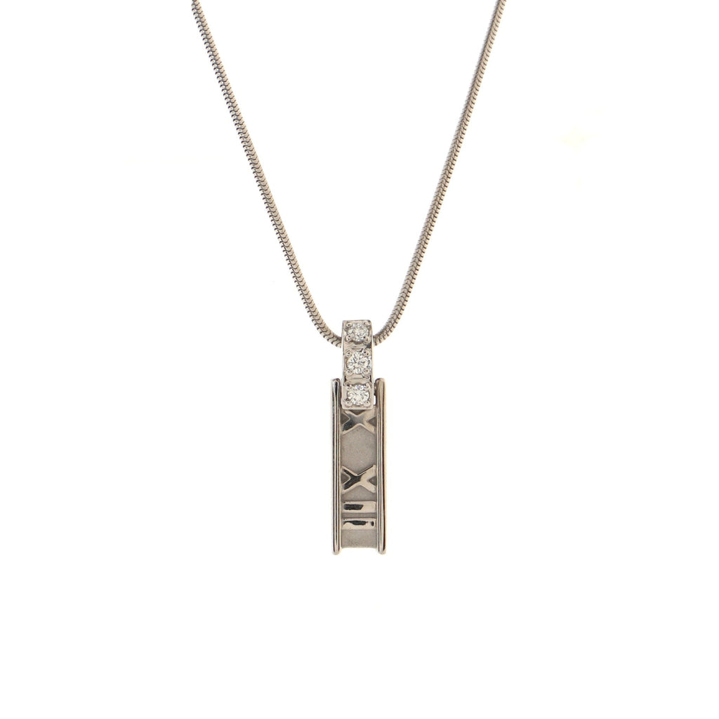 Atlas Bar Pendant Necklace 18K White Gold with Diamonds