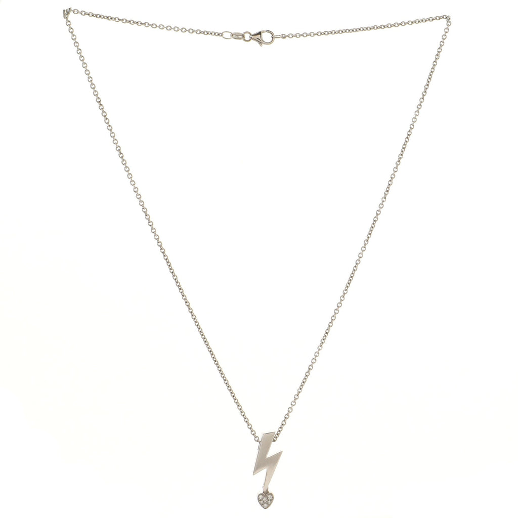 Lightning Bolt Pendant Necklace 18K White Gold and Diamonds