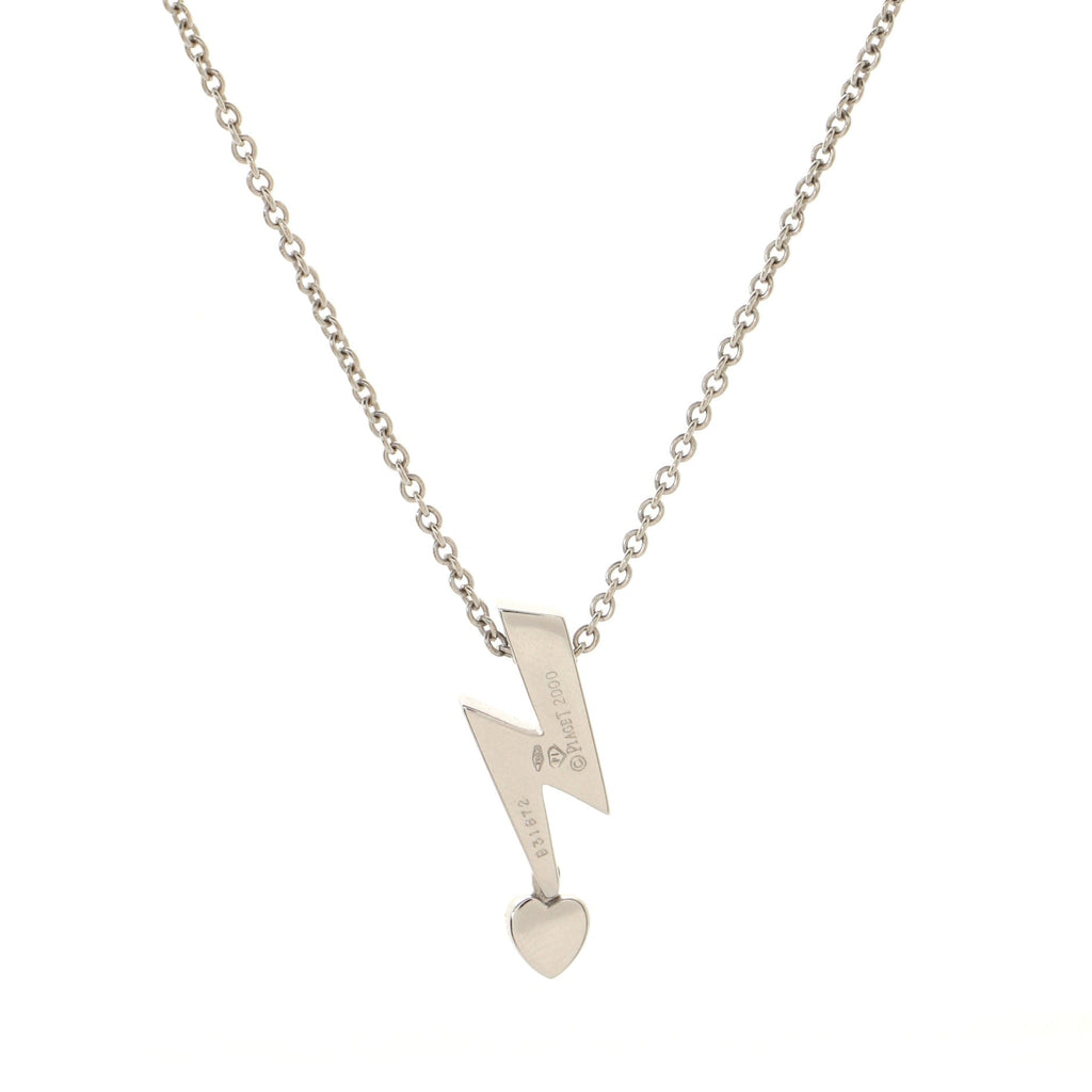 Lightning Bolt Pendant Necklace 18K White Gold and Diamonds