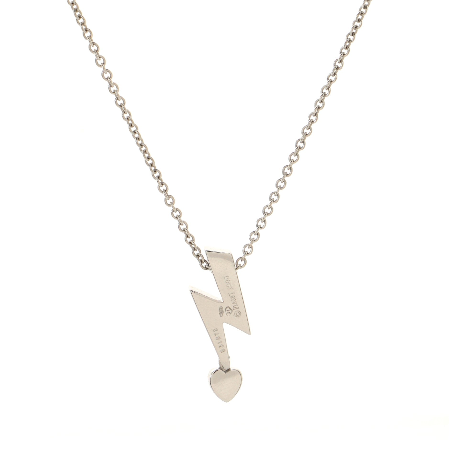 Lightning Bolt Pendant Necklace 18K White Gold and Diamonds