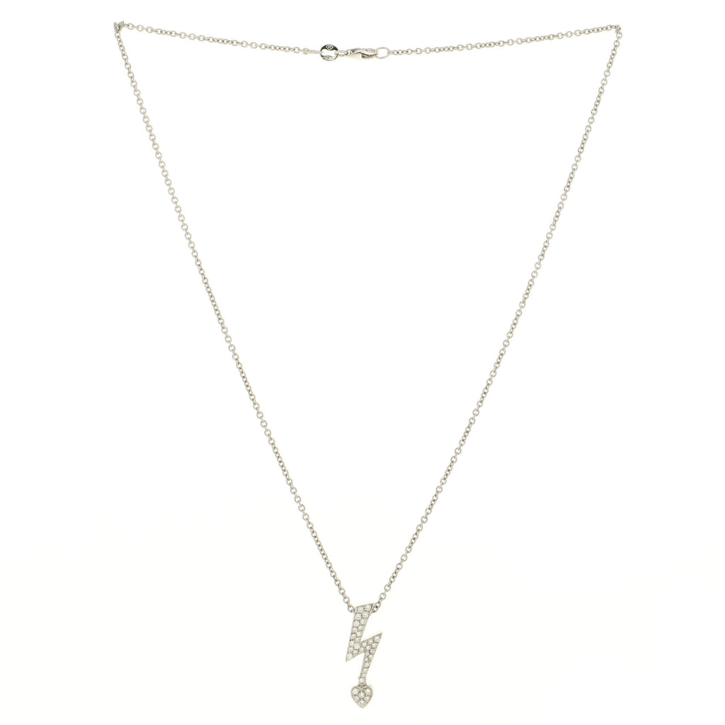 Lightning Bolt Pendant Necklace 18K White Gold and Diamonds