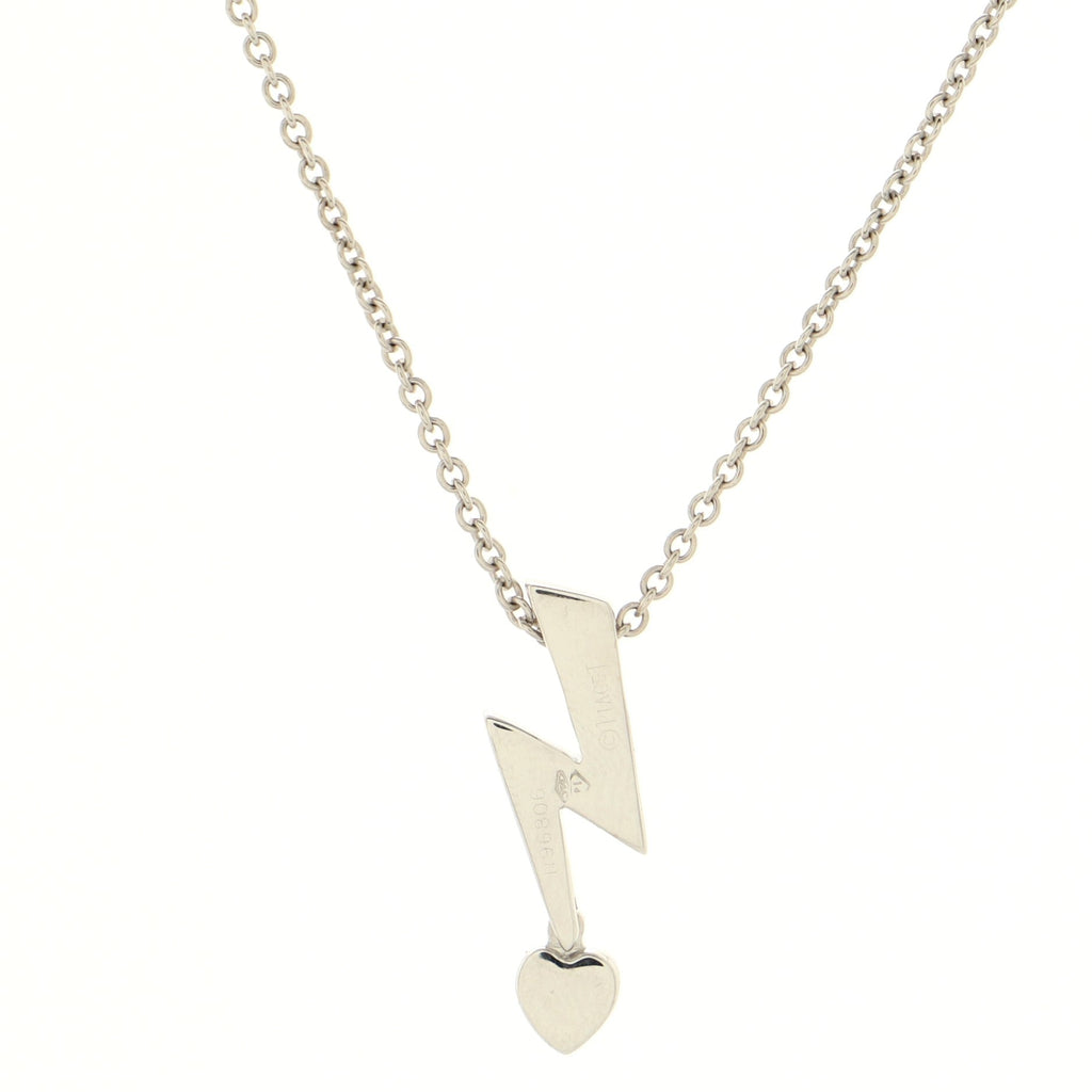 Lightning Bolt Pendant Necklace 18K White Gold and Diamonds