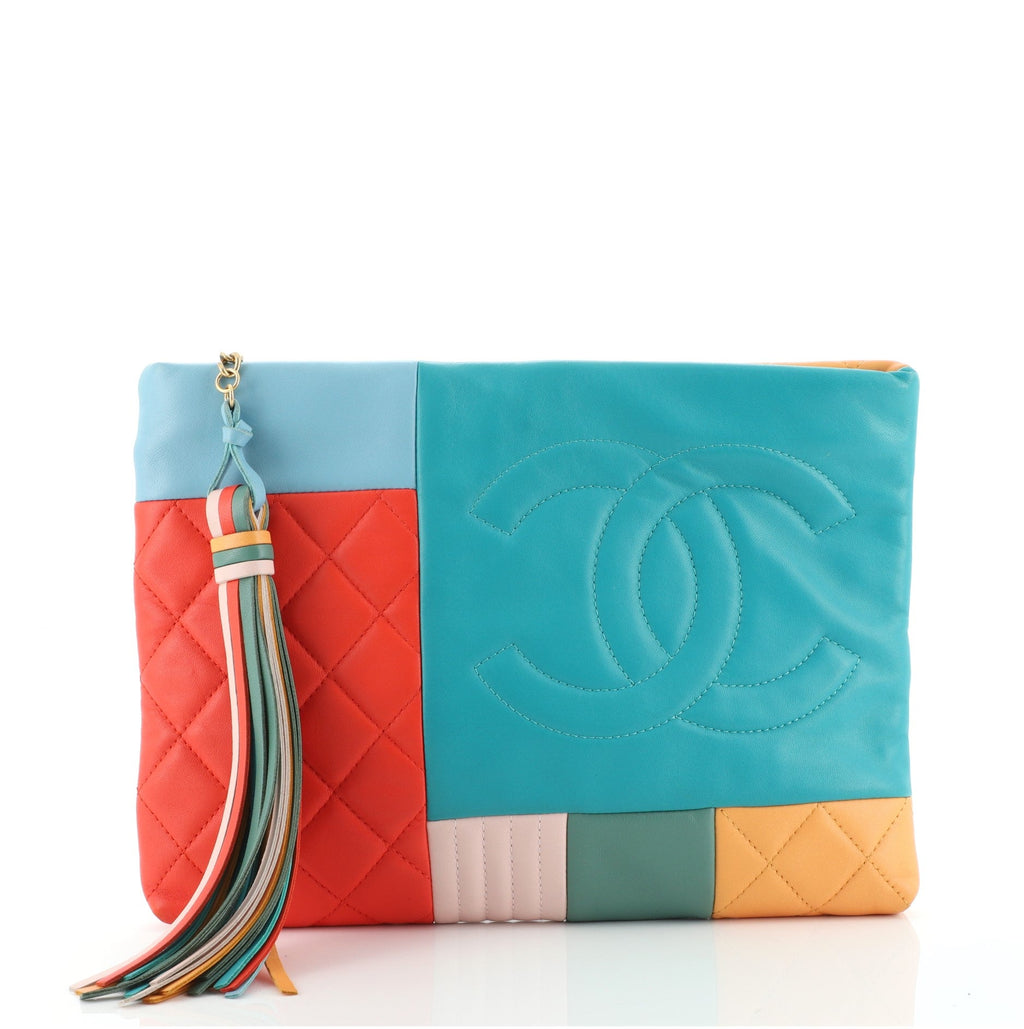 O Case Clutch Colorblock Quilted Leather Medium