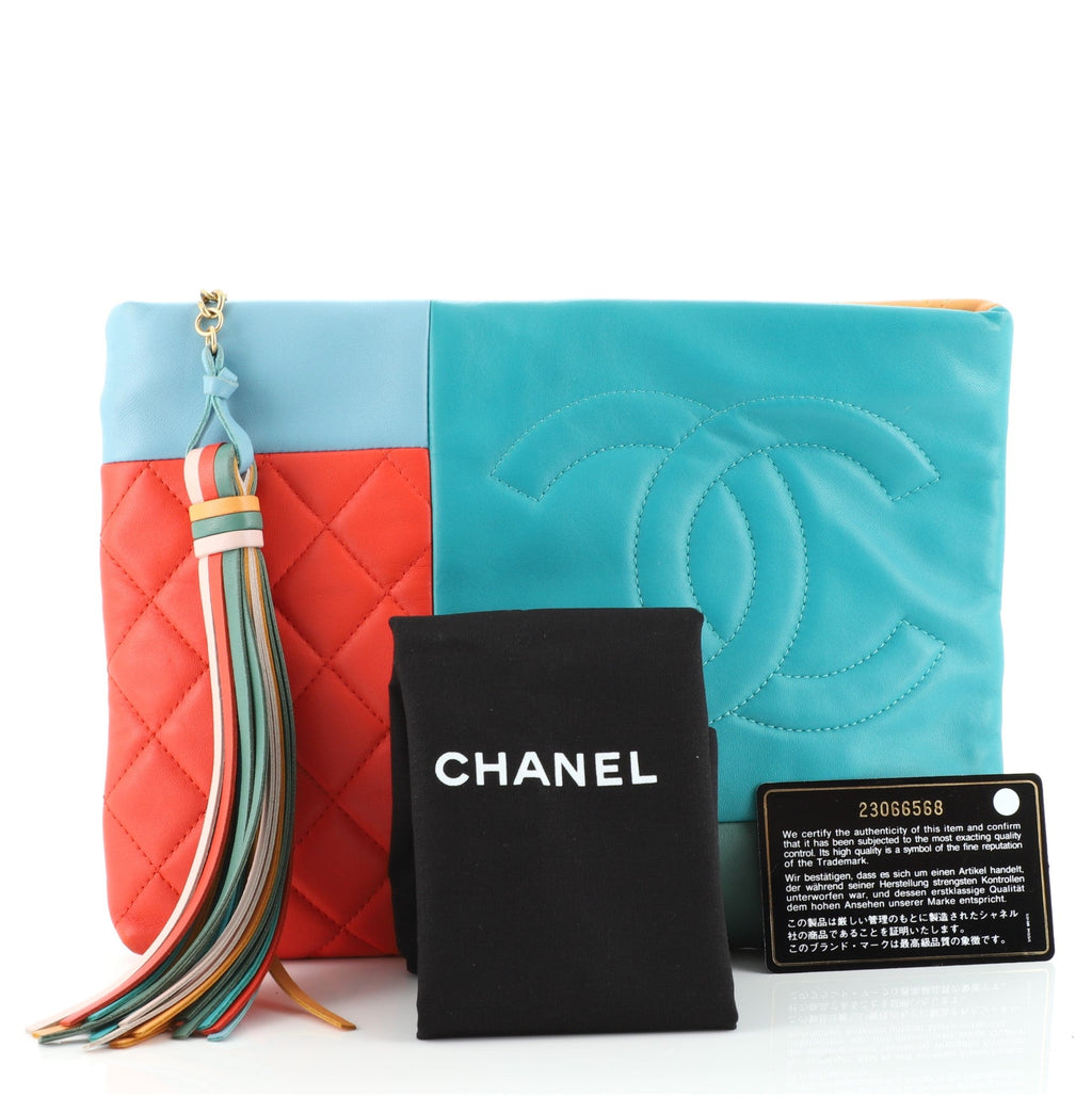O Case Clutch Colorblock Quilted Leather Medium