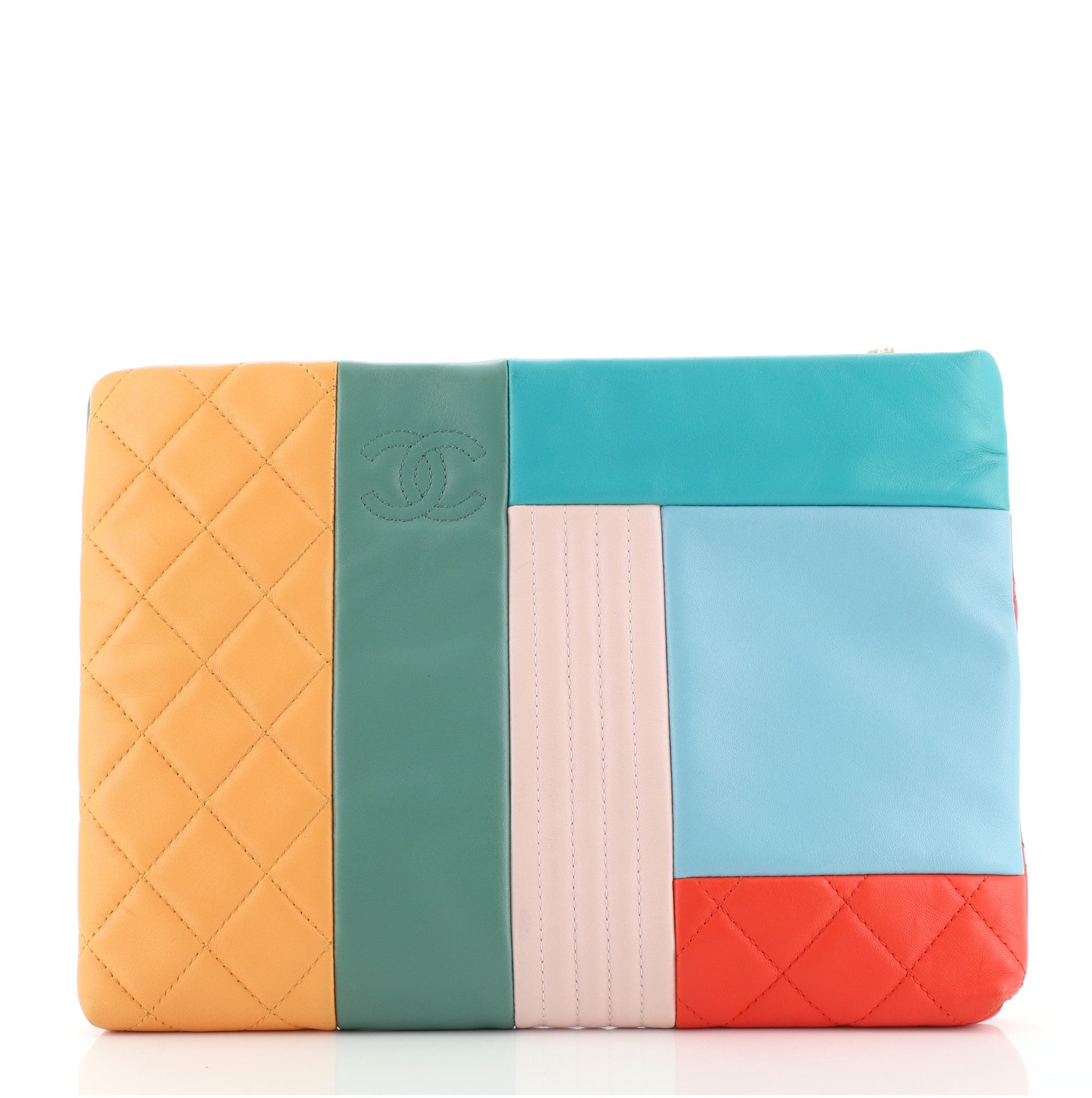 O Case Clutch Colorblock Quilted Leather Medium