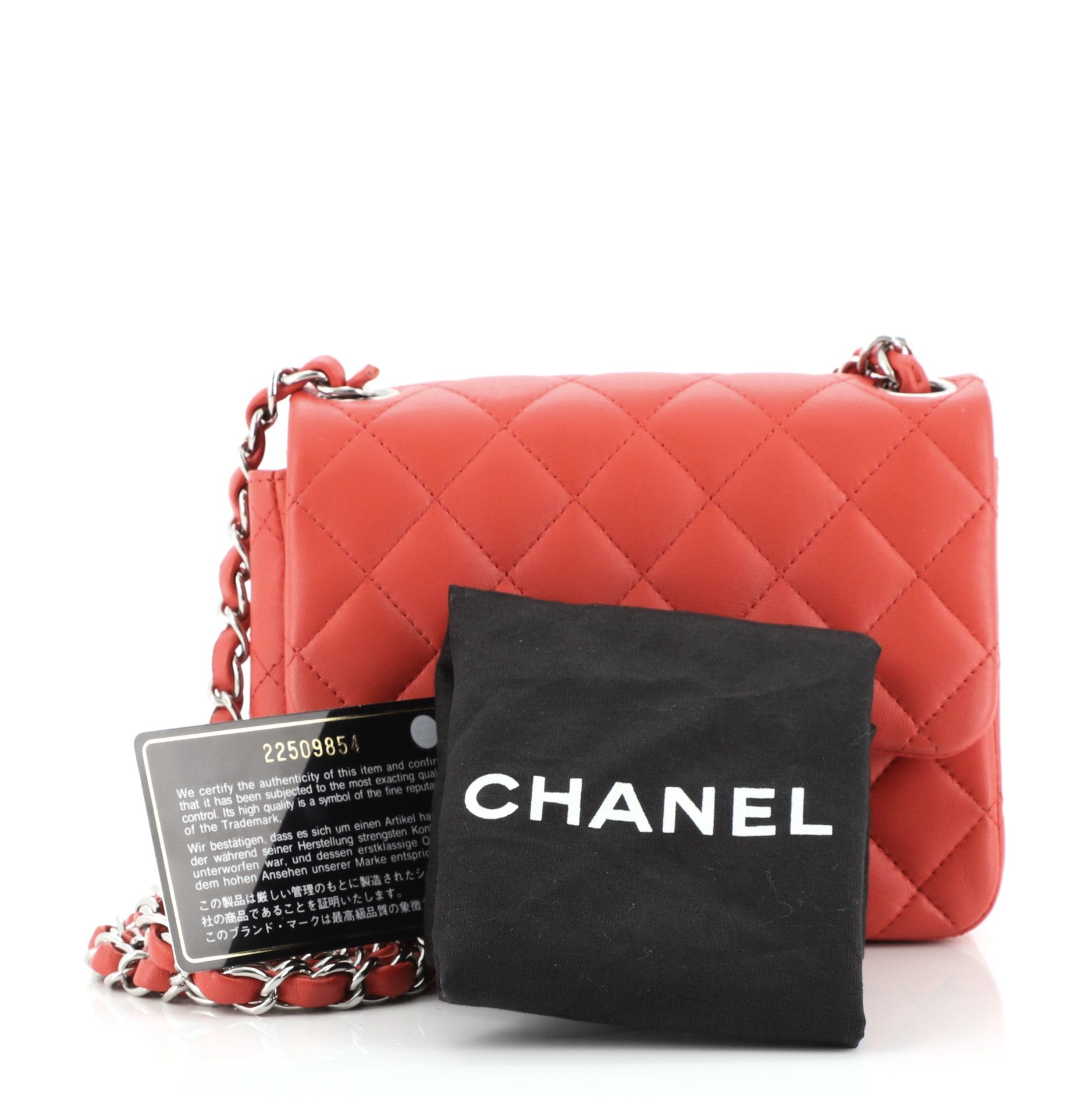 Square Classic Single Flap Bag Quilted Lambskin Mini