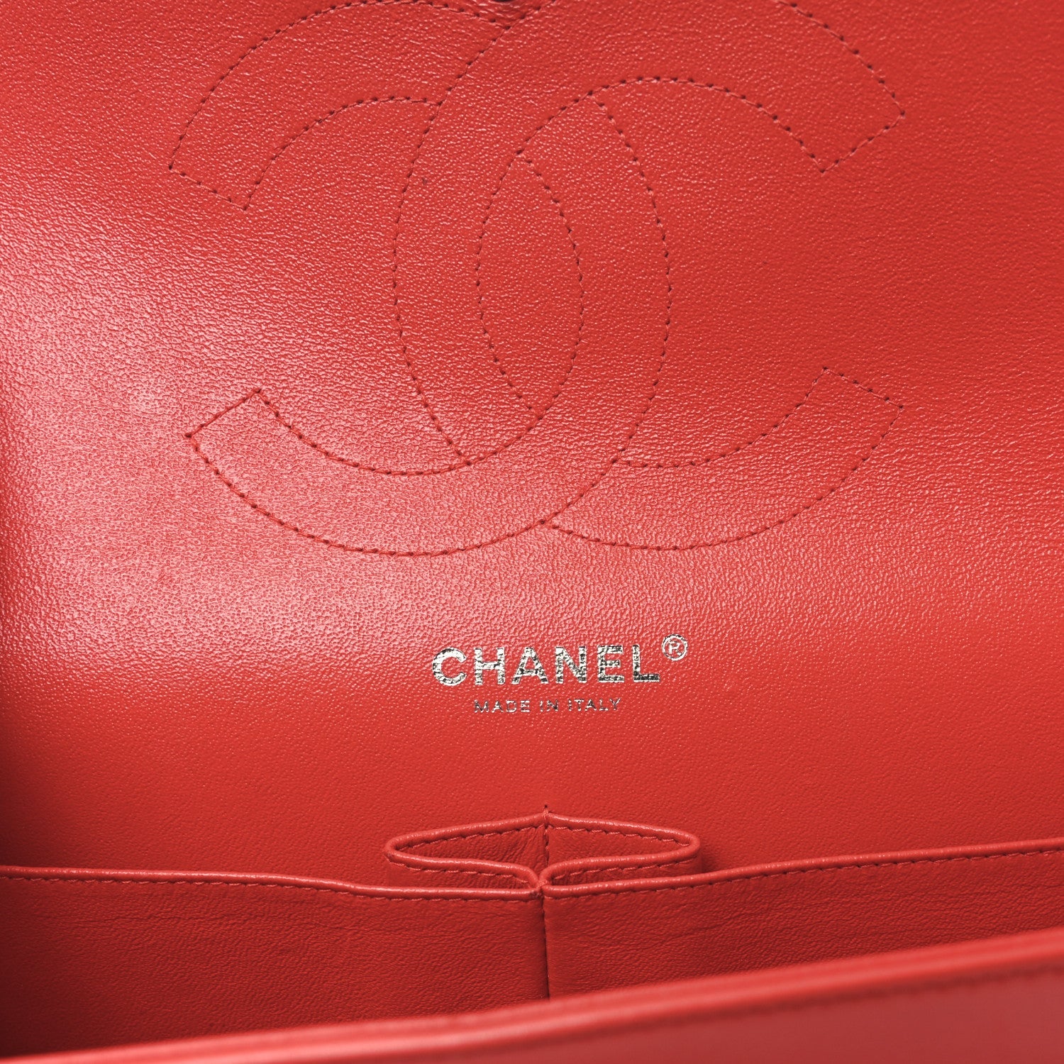 Patent Calfskin Quilted Medium Double Flap Red