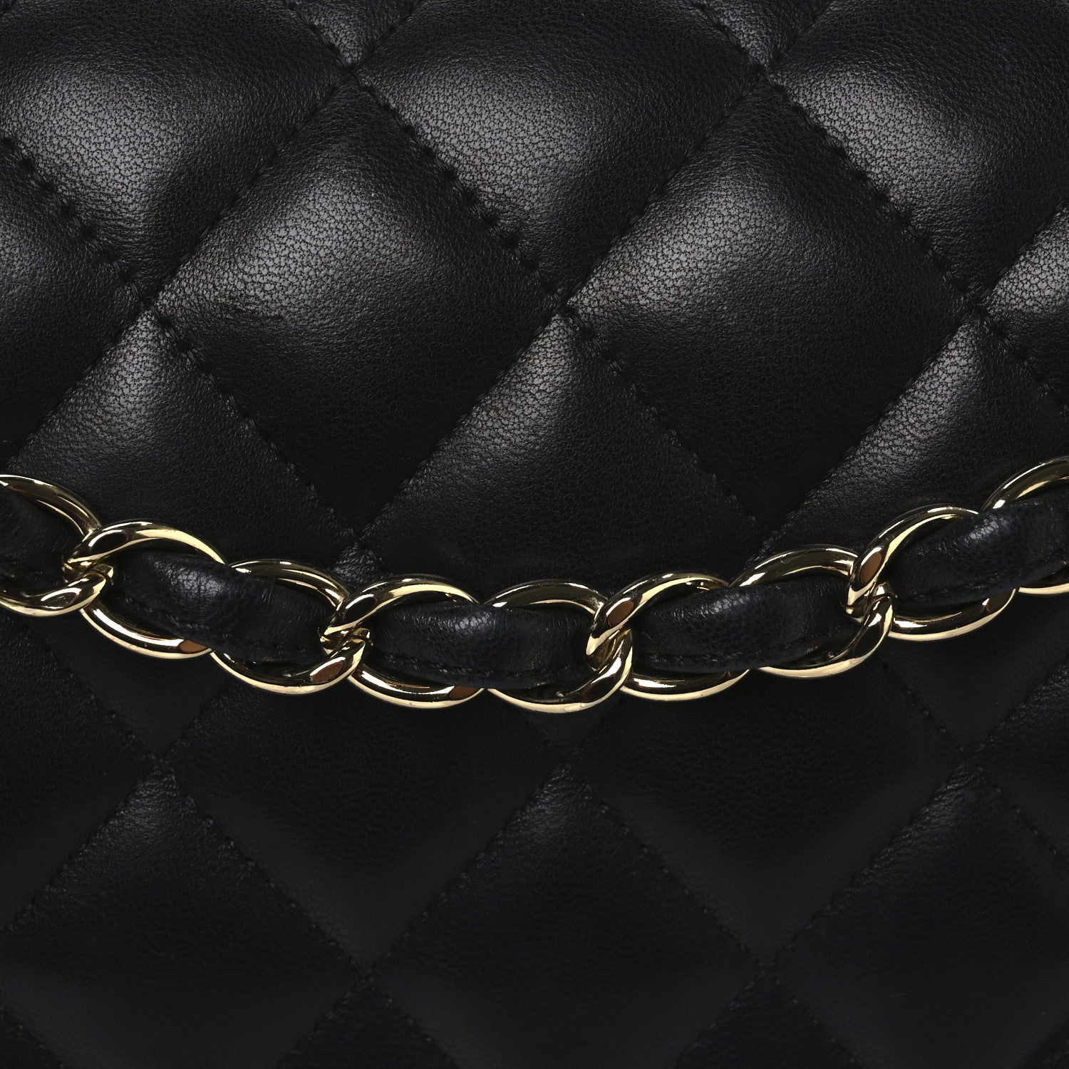 Lambskin Quilted Jumbo Double Flap Black