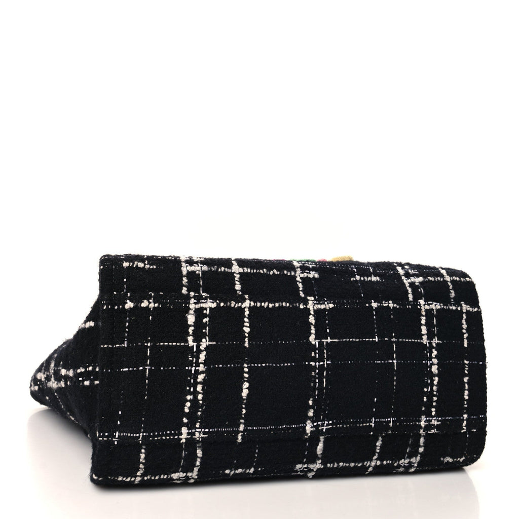 Tweed Medium Deauville Tote Black White Multicolor