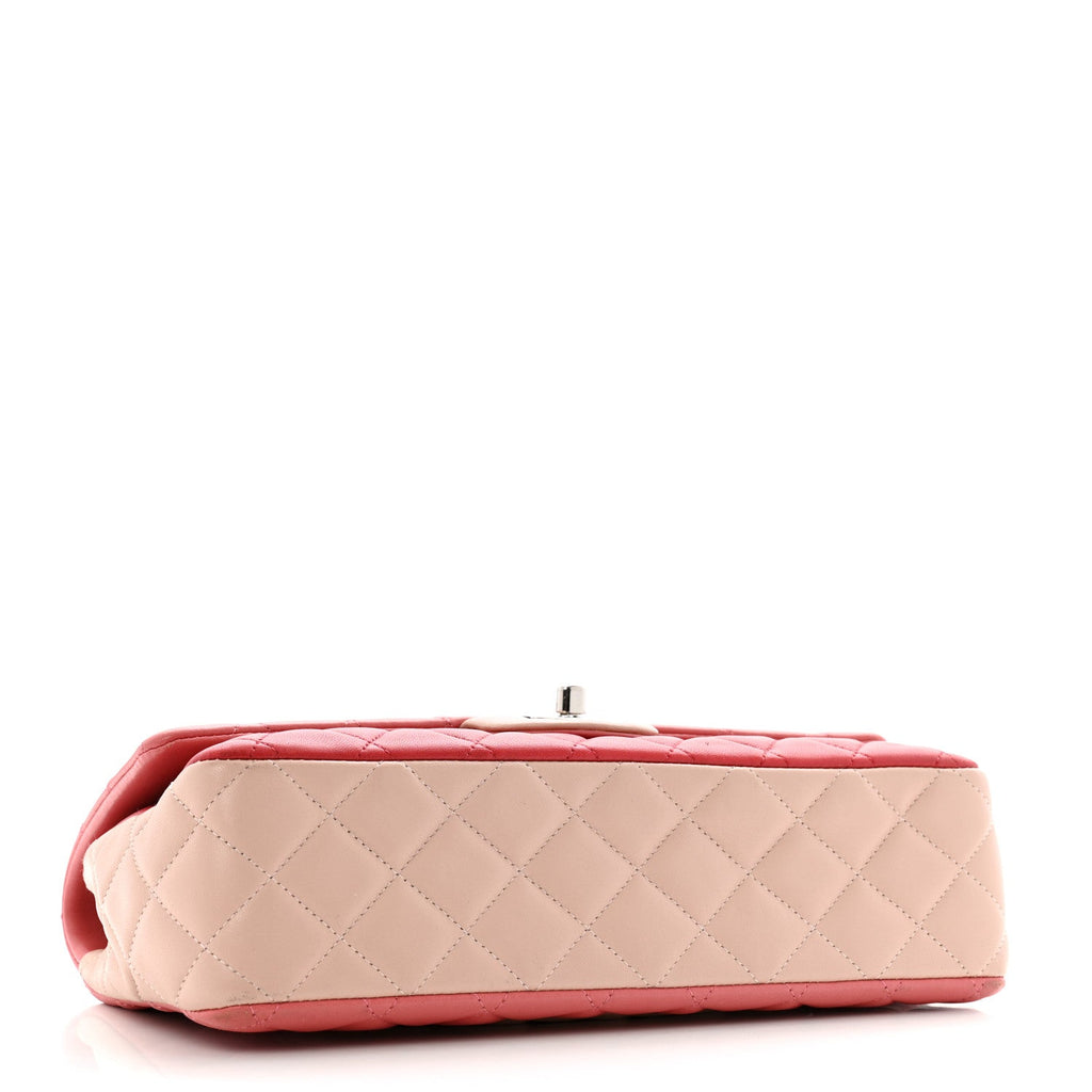 Lambskin Quilted Tri-Color Medium Valentine Charms Single Flap Pink