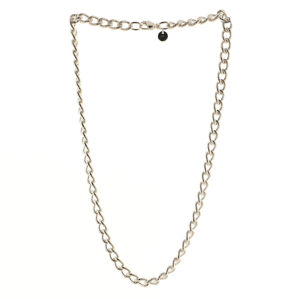 Textured Rope Link Chain Necklace Sterling Silver