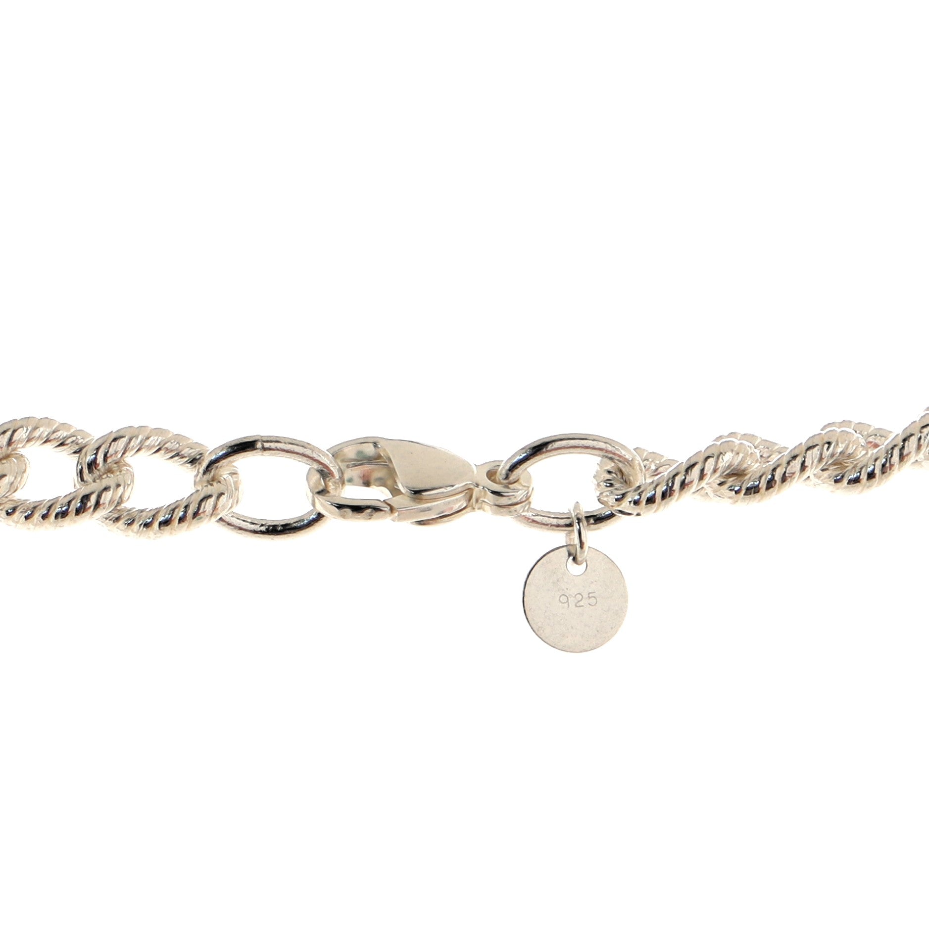 Textured Rope Link Chain Necklace Sterling Silver