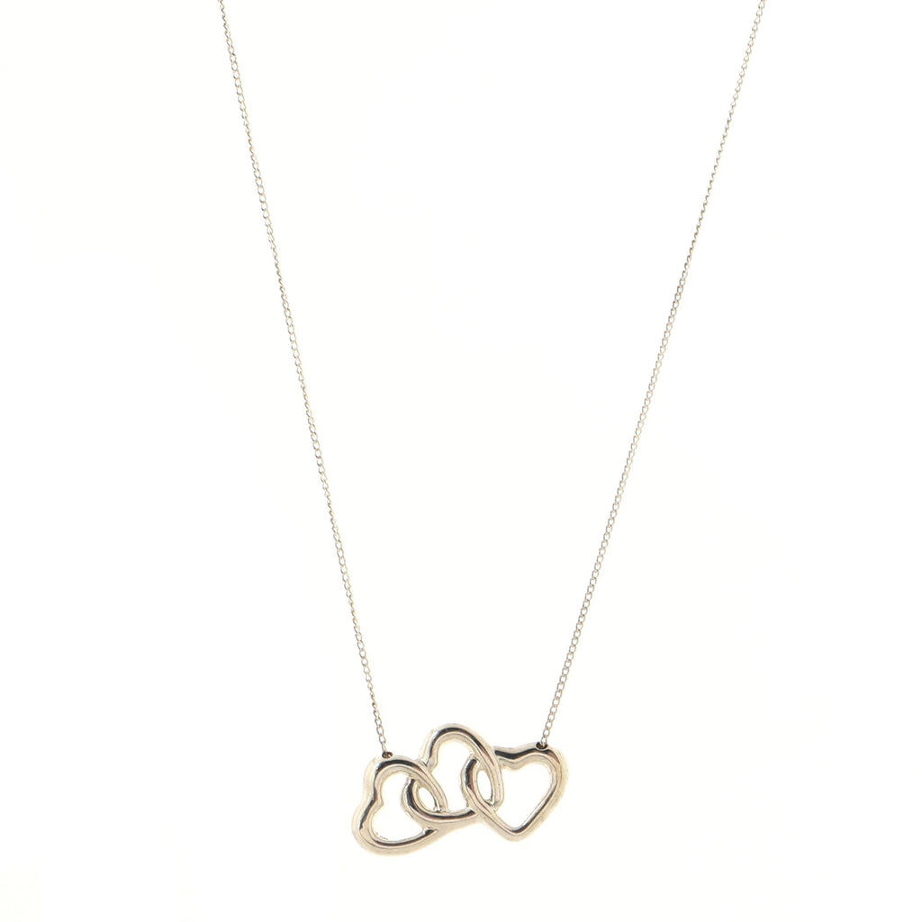 Triple Heart Pendant Necklace Sterling Silver