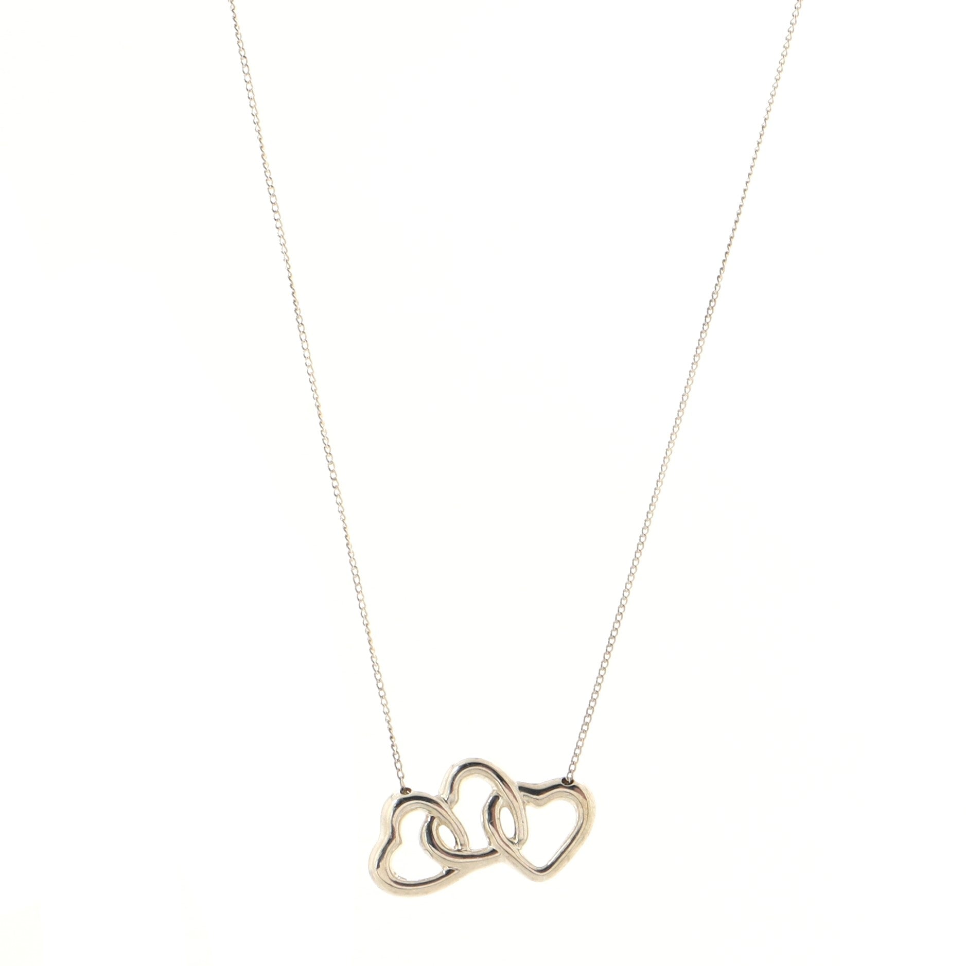 Triple Heart Pendant Necklace Sterling Silver
