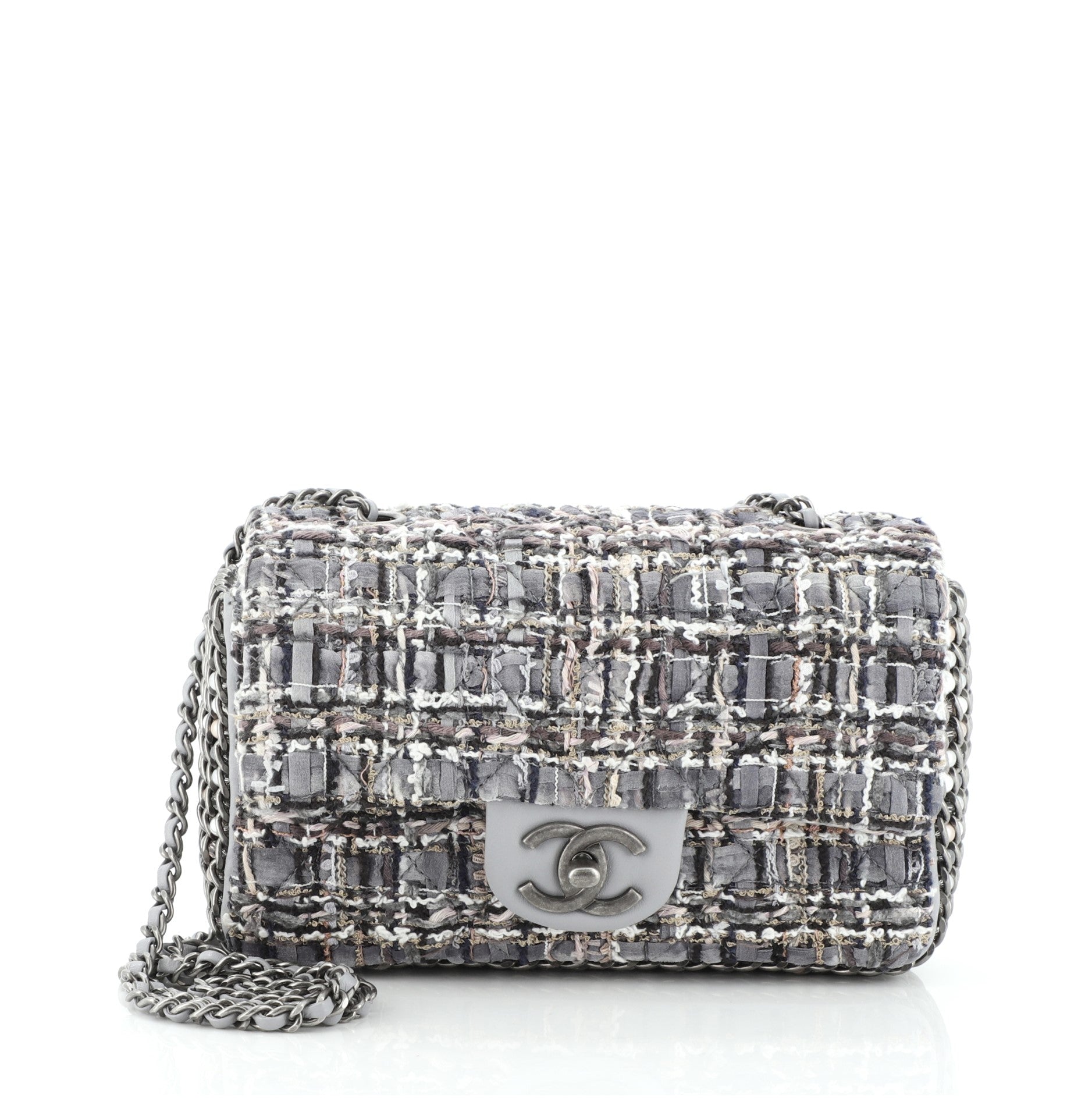 River of Pearls Flap Bag Quilted Tweed Mini