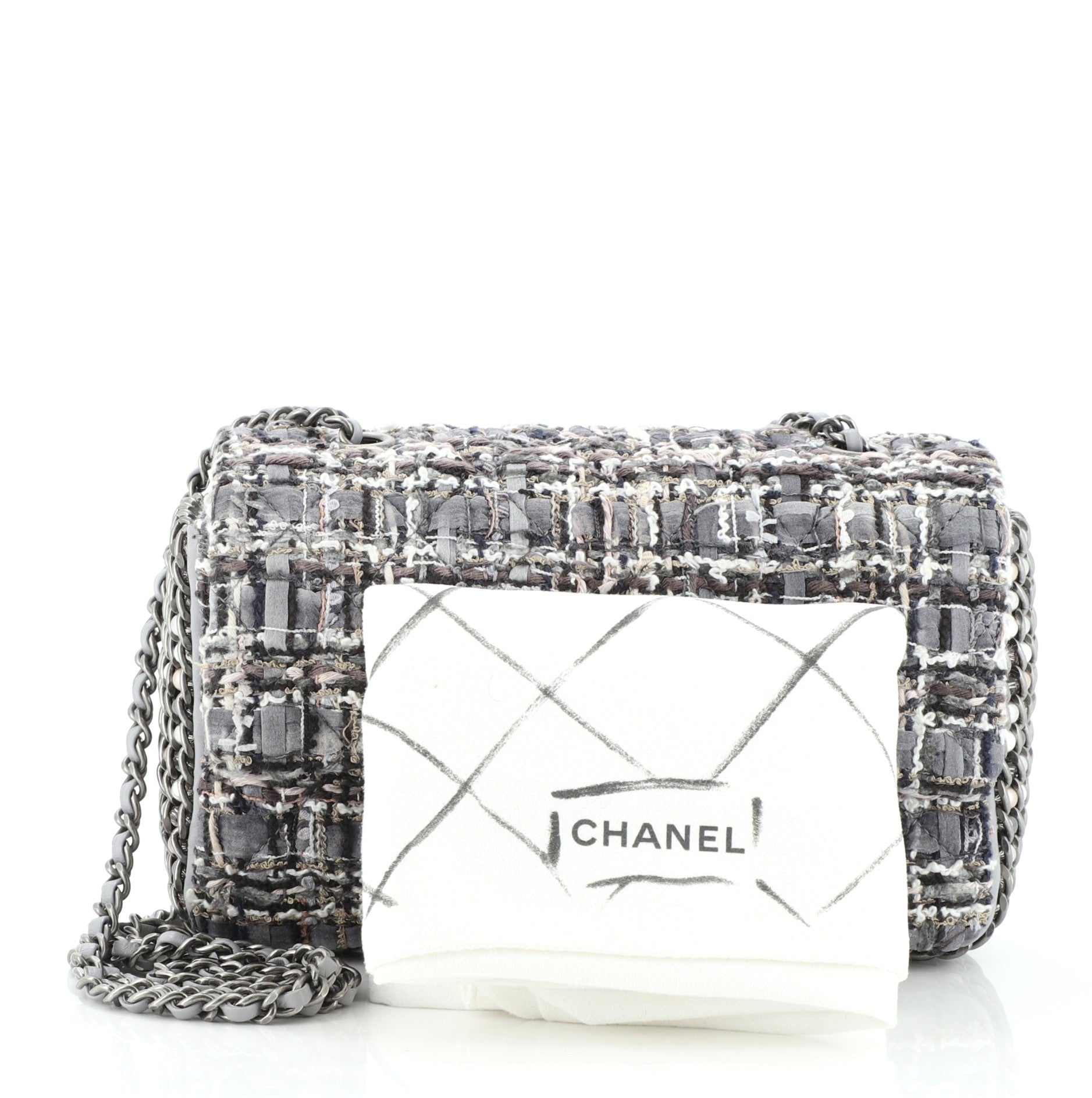 River of Pearls Flap Bag Quilted Tweed Mini