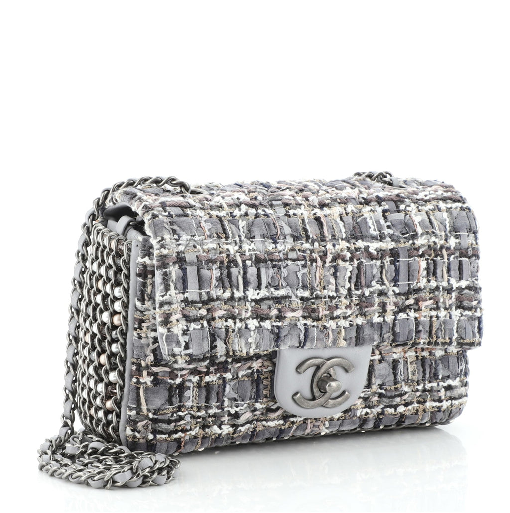 River of Pearls Flap Bag Quilted Tweed Mini