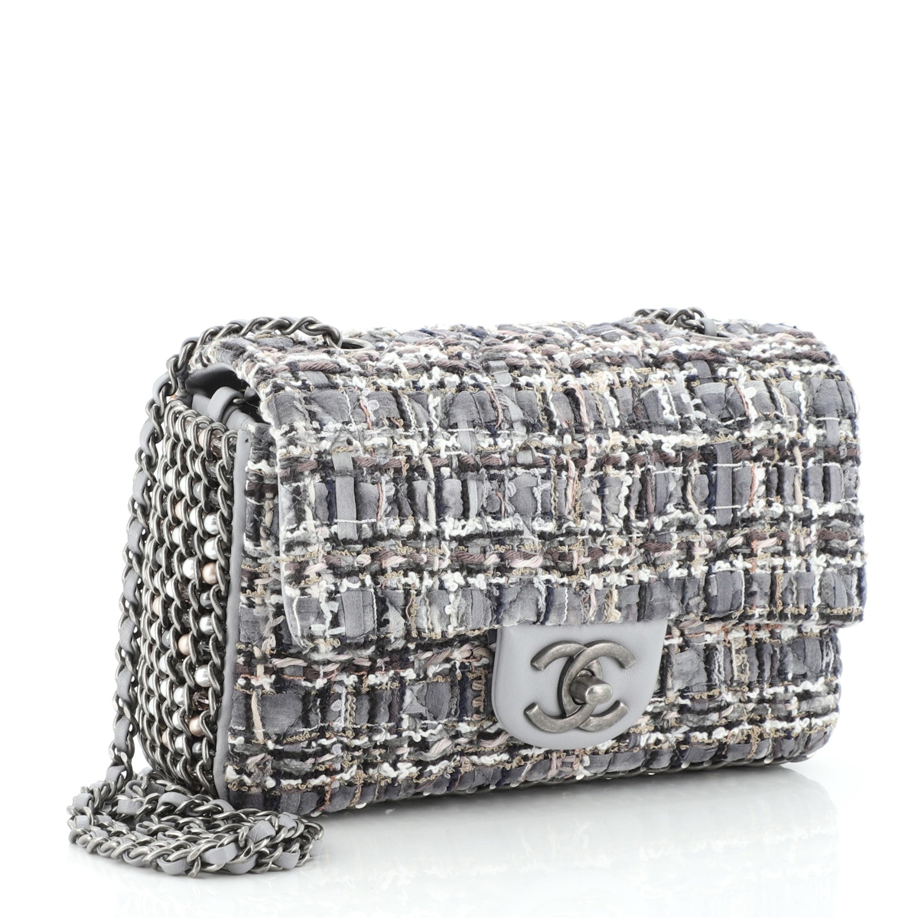 River of Pearls Flap Bag Quilted Tweed Mini