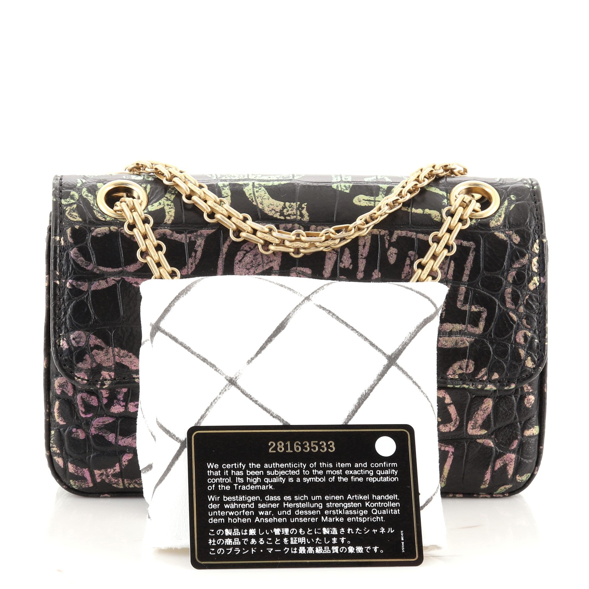Reissue 2.55 Flap Bag Graffiti Crocodile Embossed Calfskin Mini
