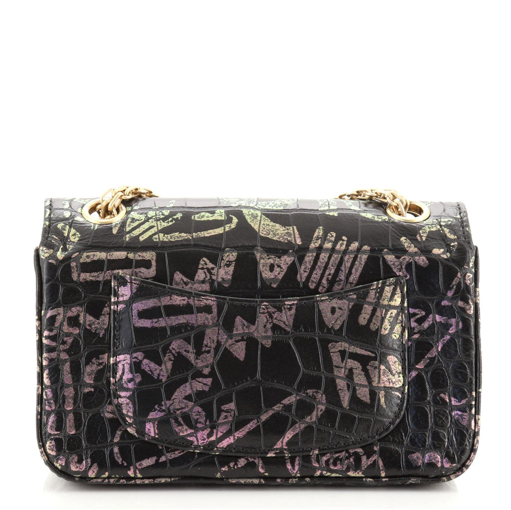 Reissue 2.55 Flap Bag Graffiti Crocodile Embossed Calfskin Mini