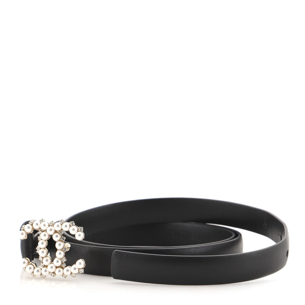 CC Logo Belt Faux Pearls and Crystals Thin 85