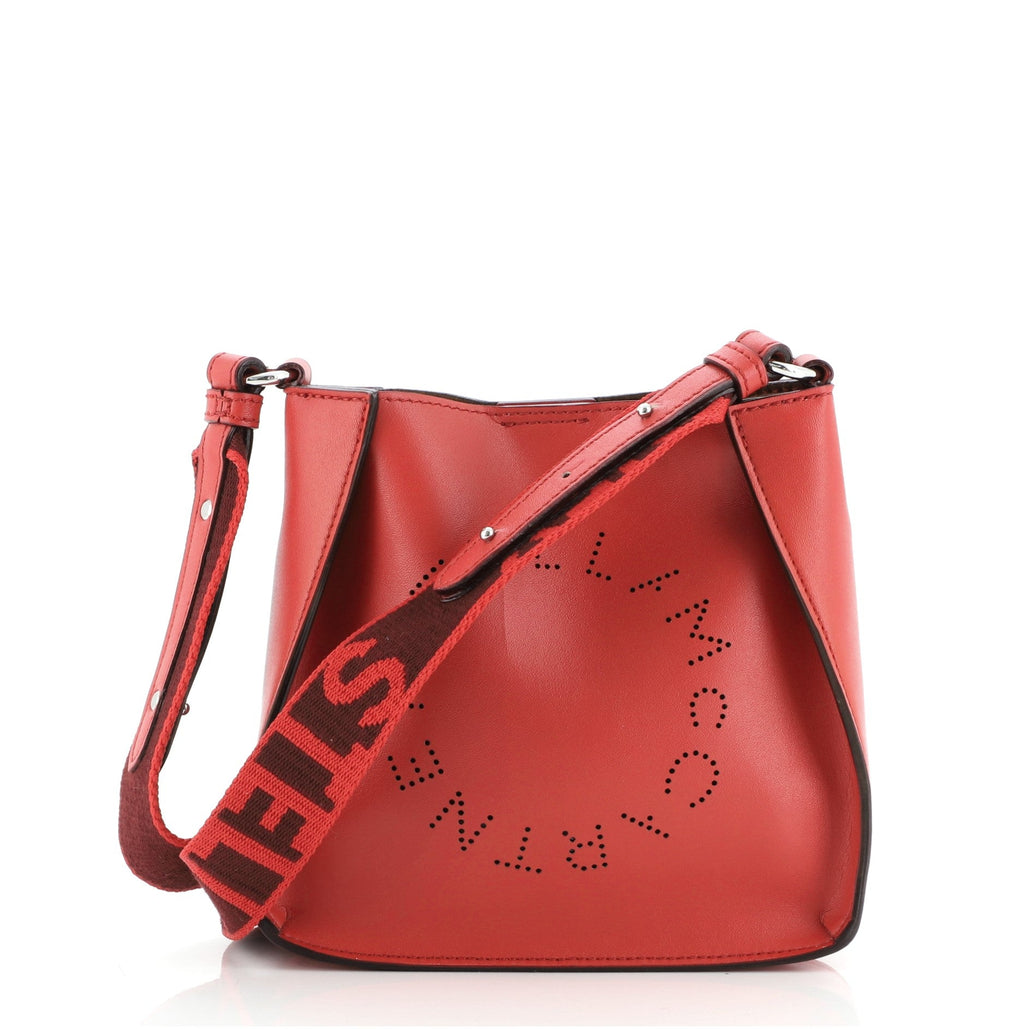 Logo Crossbody Bag Perforated Faux Leather Mini