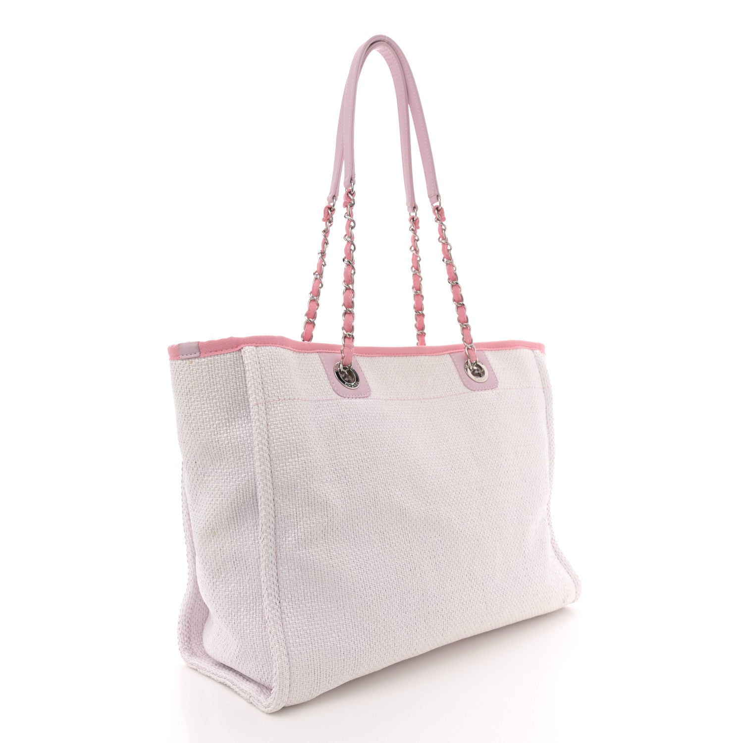 Woven Straw Raffia Small Deauville Tote Pink