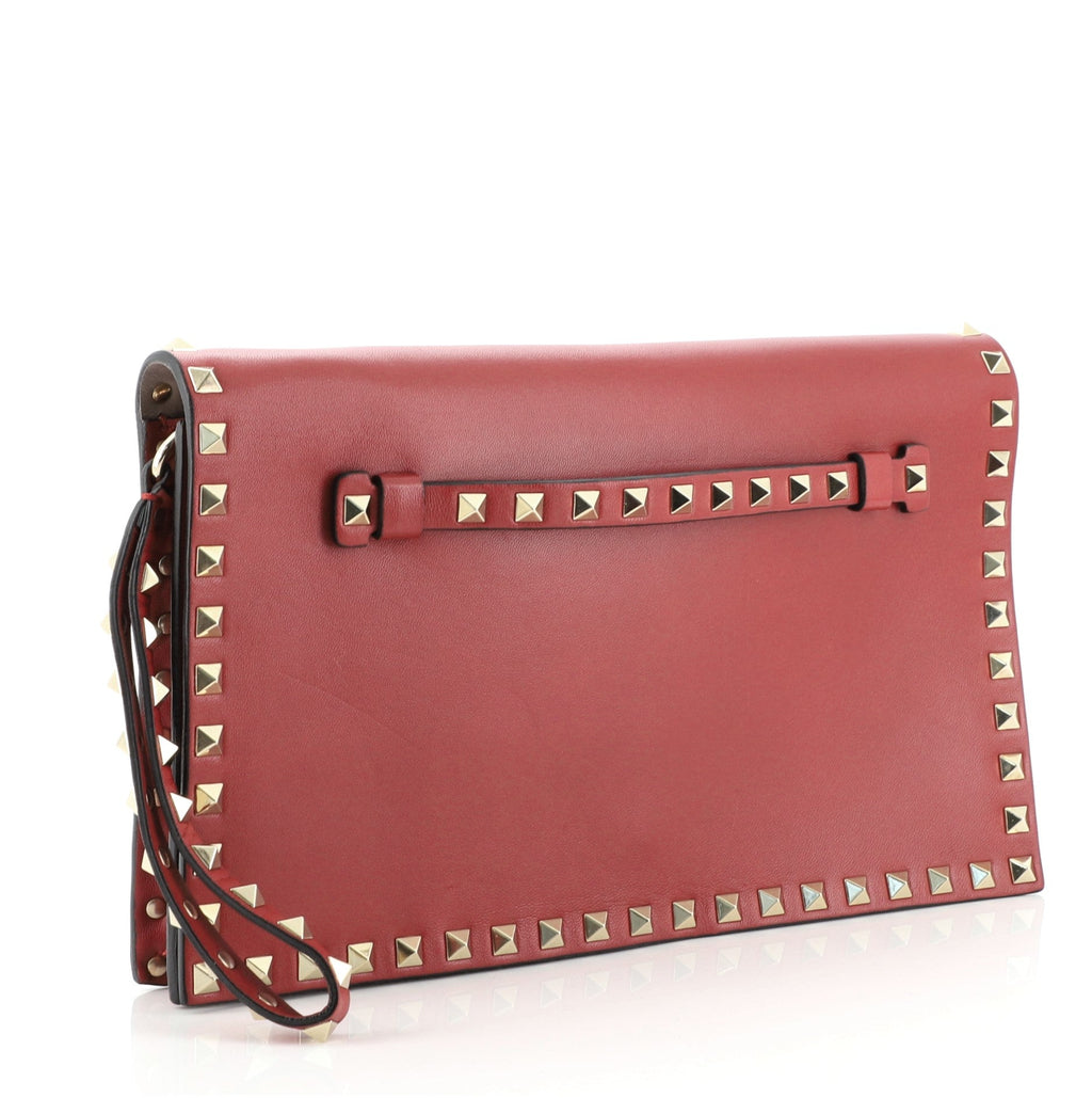 Rockstud Flap Clutch Leather