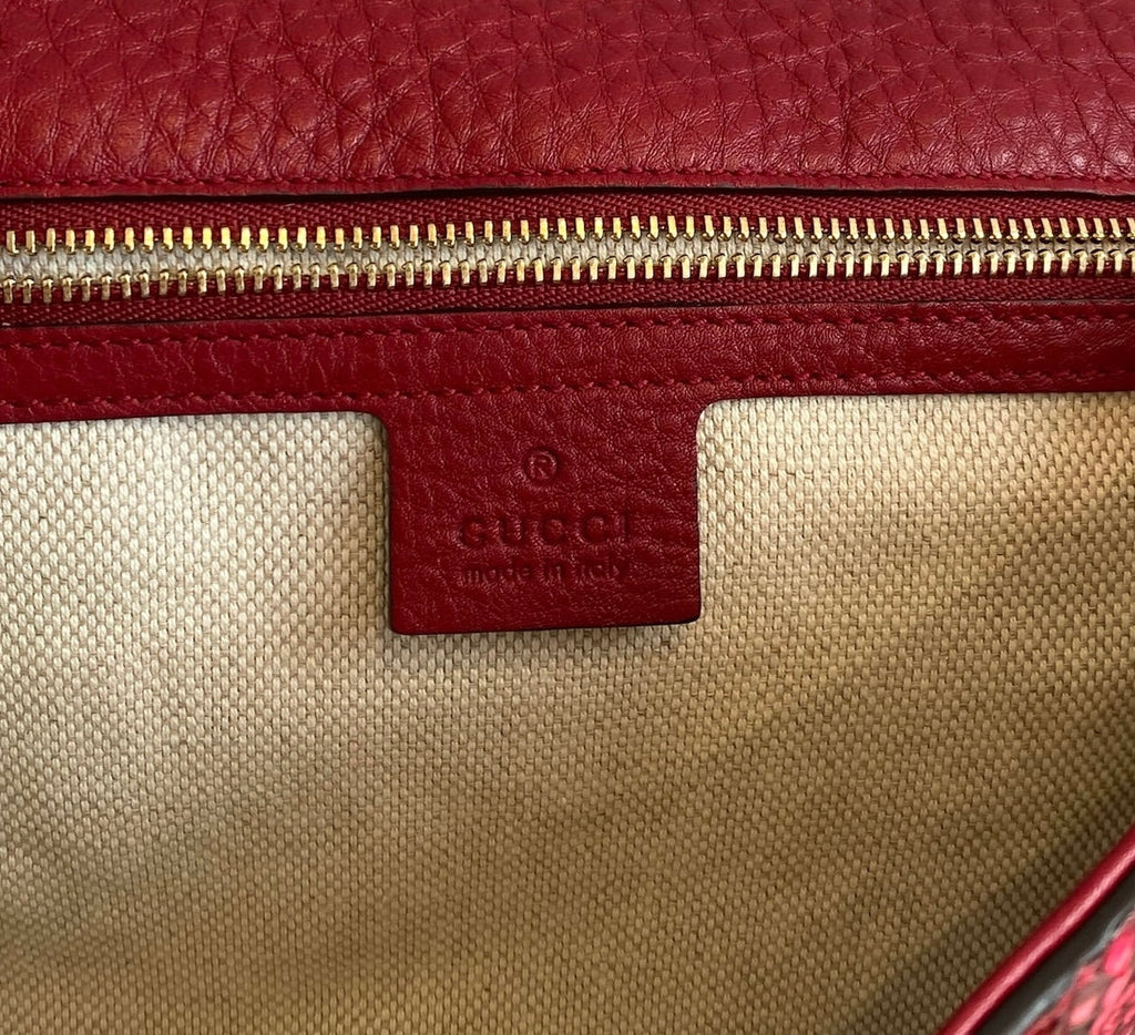 Gucci Red Python Tassel Clutch