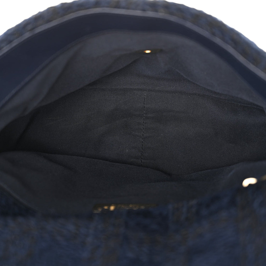 Tweed Quilted Large Chanel 19 Flap Navy Blue