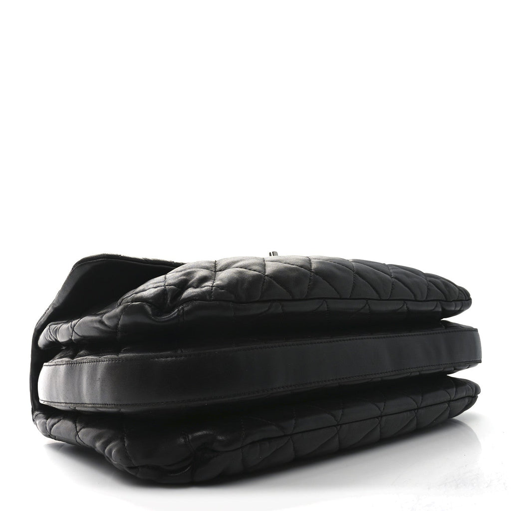 Lambskin Quilted Chanel 3 Maxi Flap Bag Black