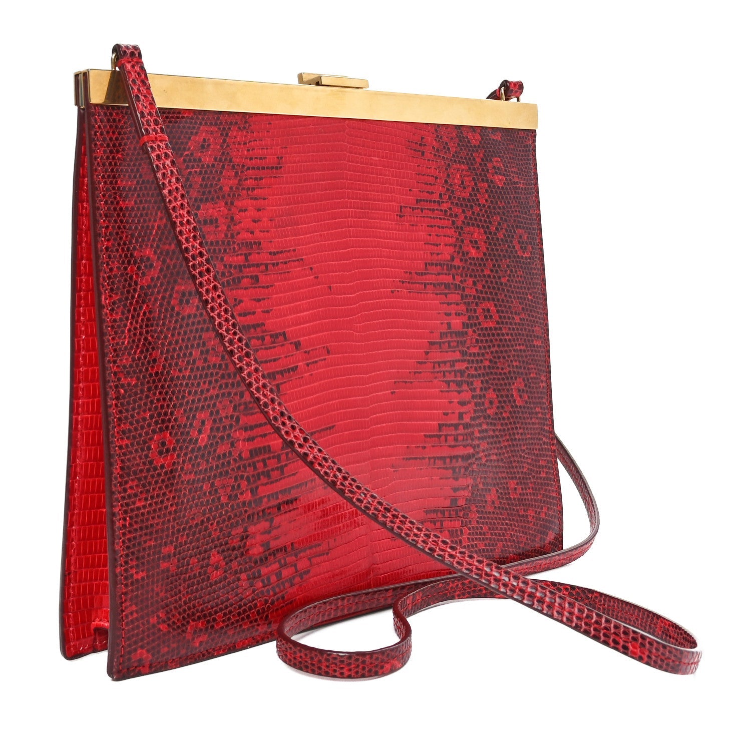 Lizard Mini Clasp Bag Red
