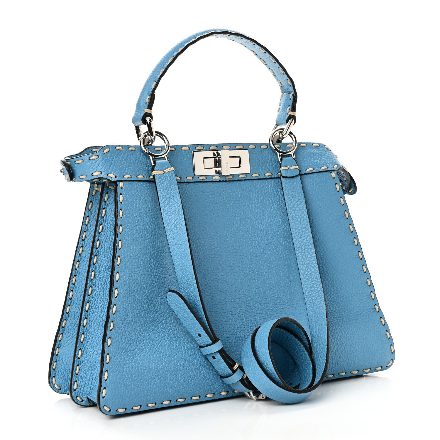 Vitello Granato Camoscio Selleria Macro Stitchings Medium Peekaboo I SEE U Satchel Turquoise