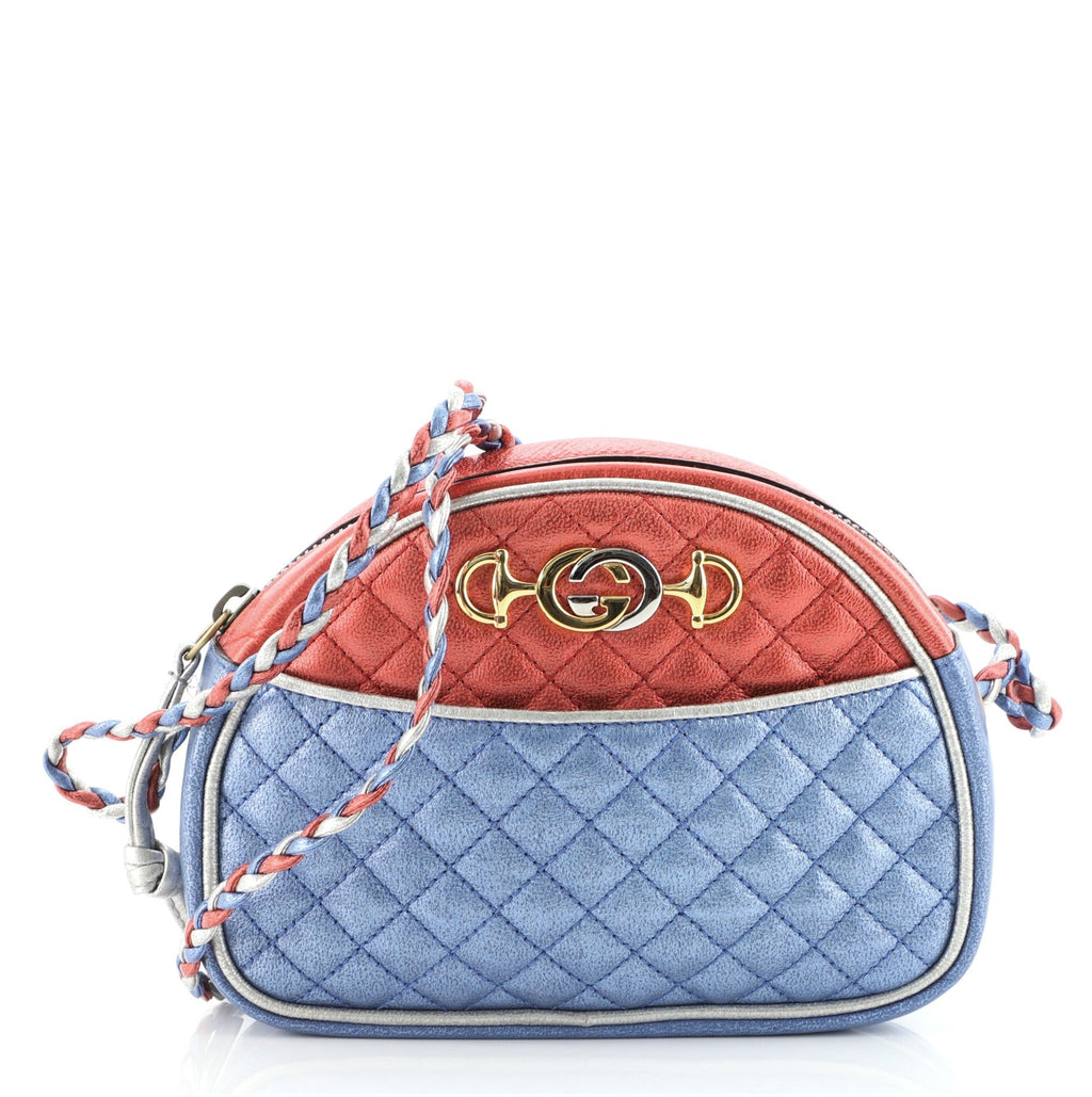 Trapuntata Camera Shoulder Bag Quilted Laminated Leather Mini