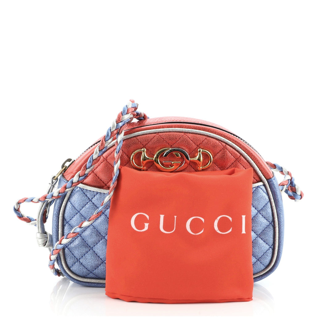 Trapuntata Camera Shoulder Bag Quilted Laminated Leather Mini