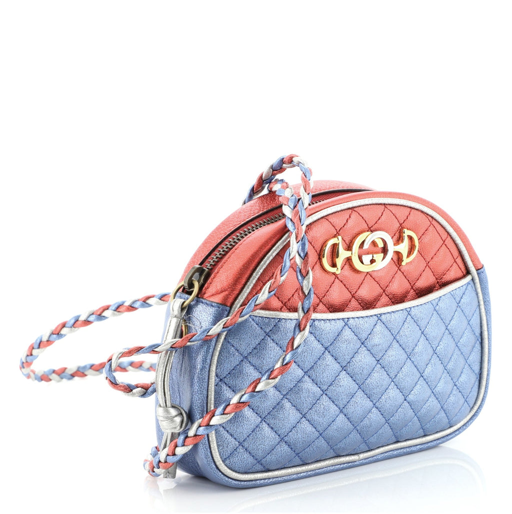 Trapuntata Camera Shoulder Bag Quilted Laminated Leather Mini