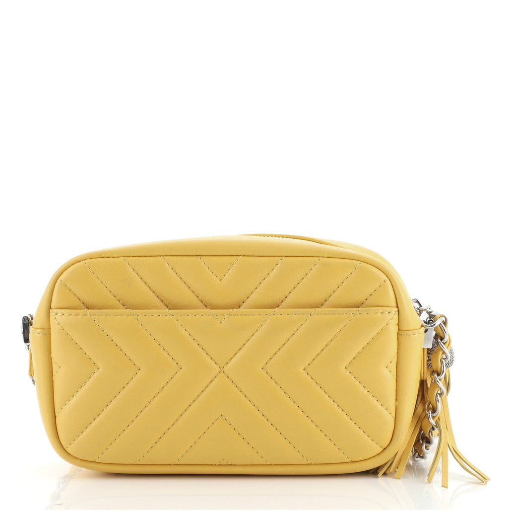 CC Tassel Camera Bag Diagonal Chevron Calfskin Mini