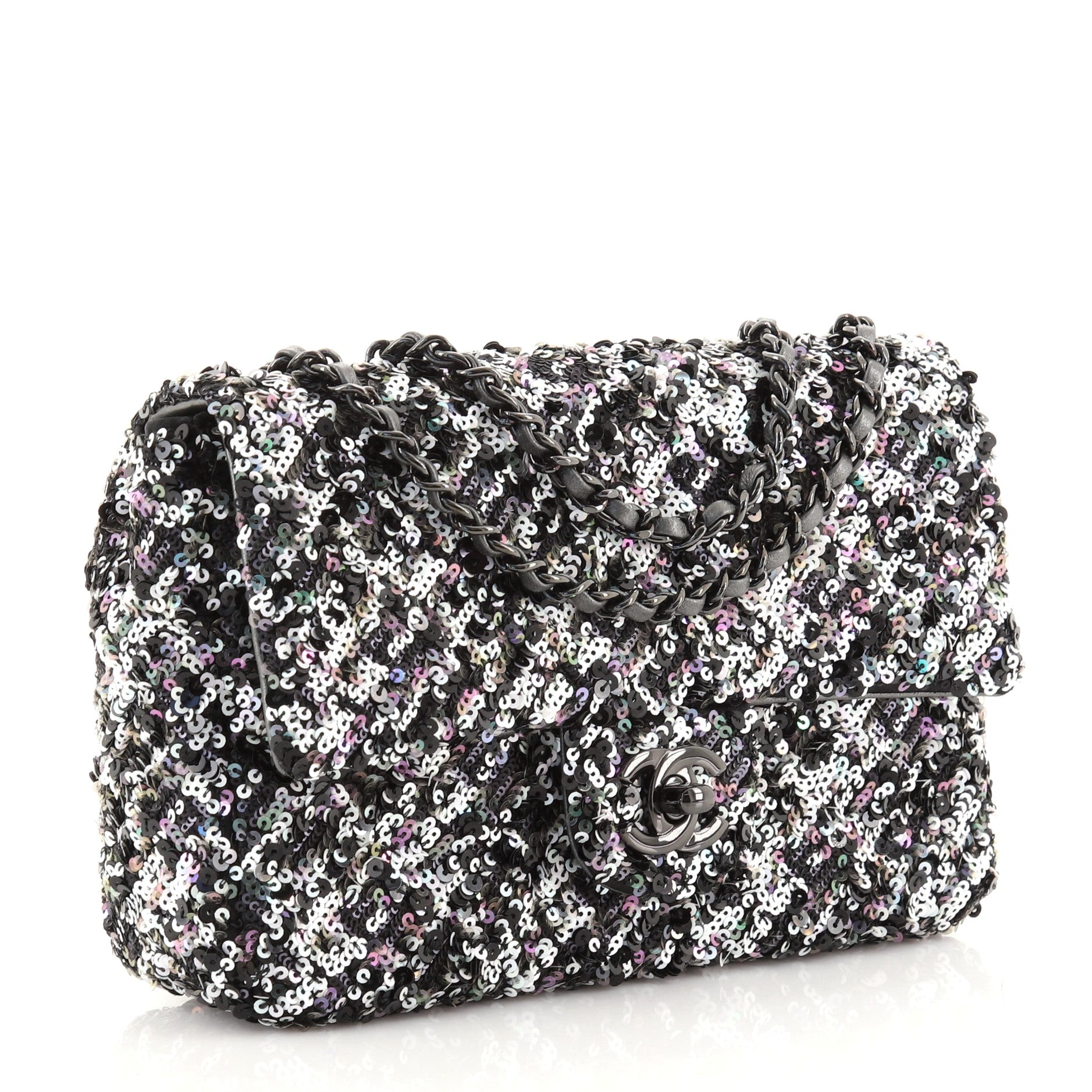 CC Chain Flap Bag Multicolor Sequins Mini