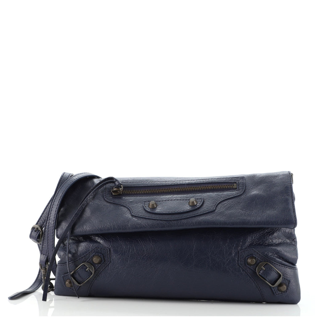 Classic Studs Envelope Strap Clutch Leather