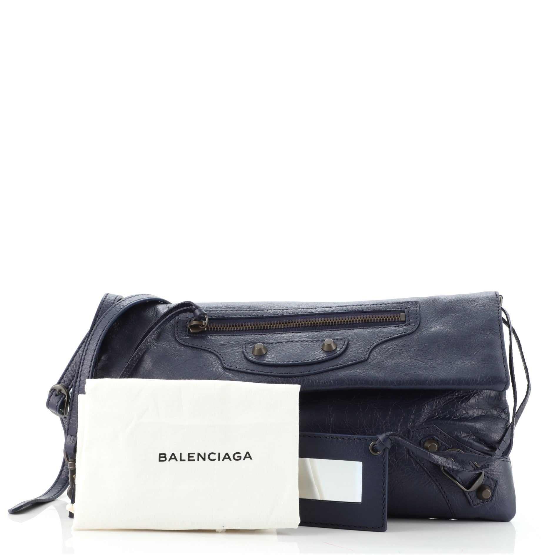 Classic Studs Envelope Strap Clutch Leather