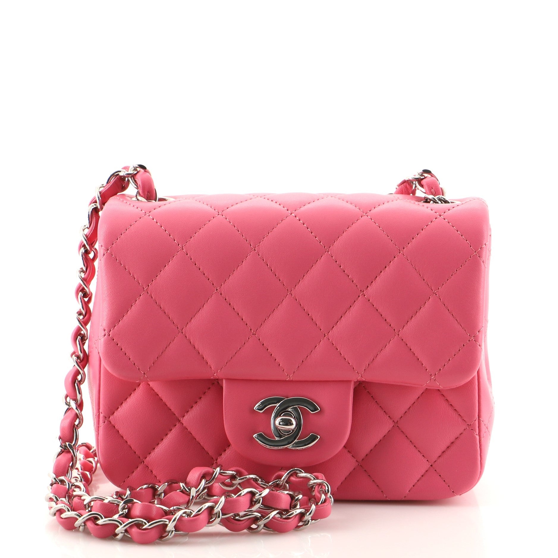 Square Classic Single Flap Bag Quilted Lambskin Mini