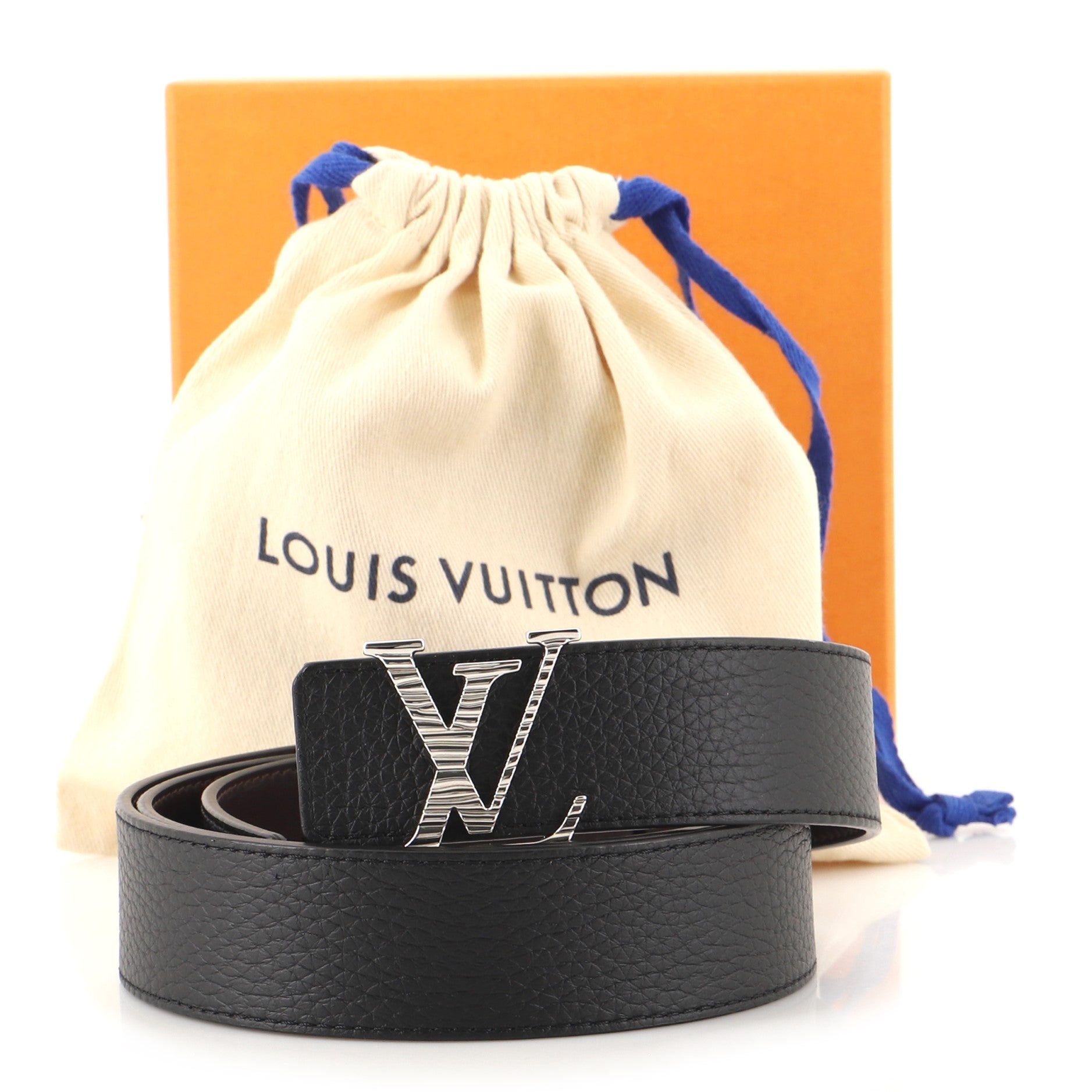LV Initiales Epi Buckle Reversible Belt Taurillon Leather Wide 100