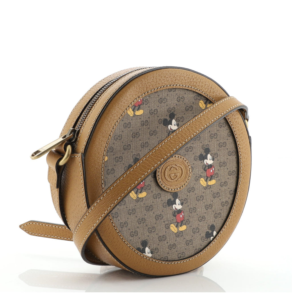 Disney Mickey Mouse Round Shoulder Bag Printed Mini GG Coated Canvas