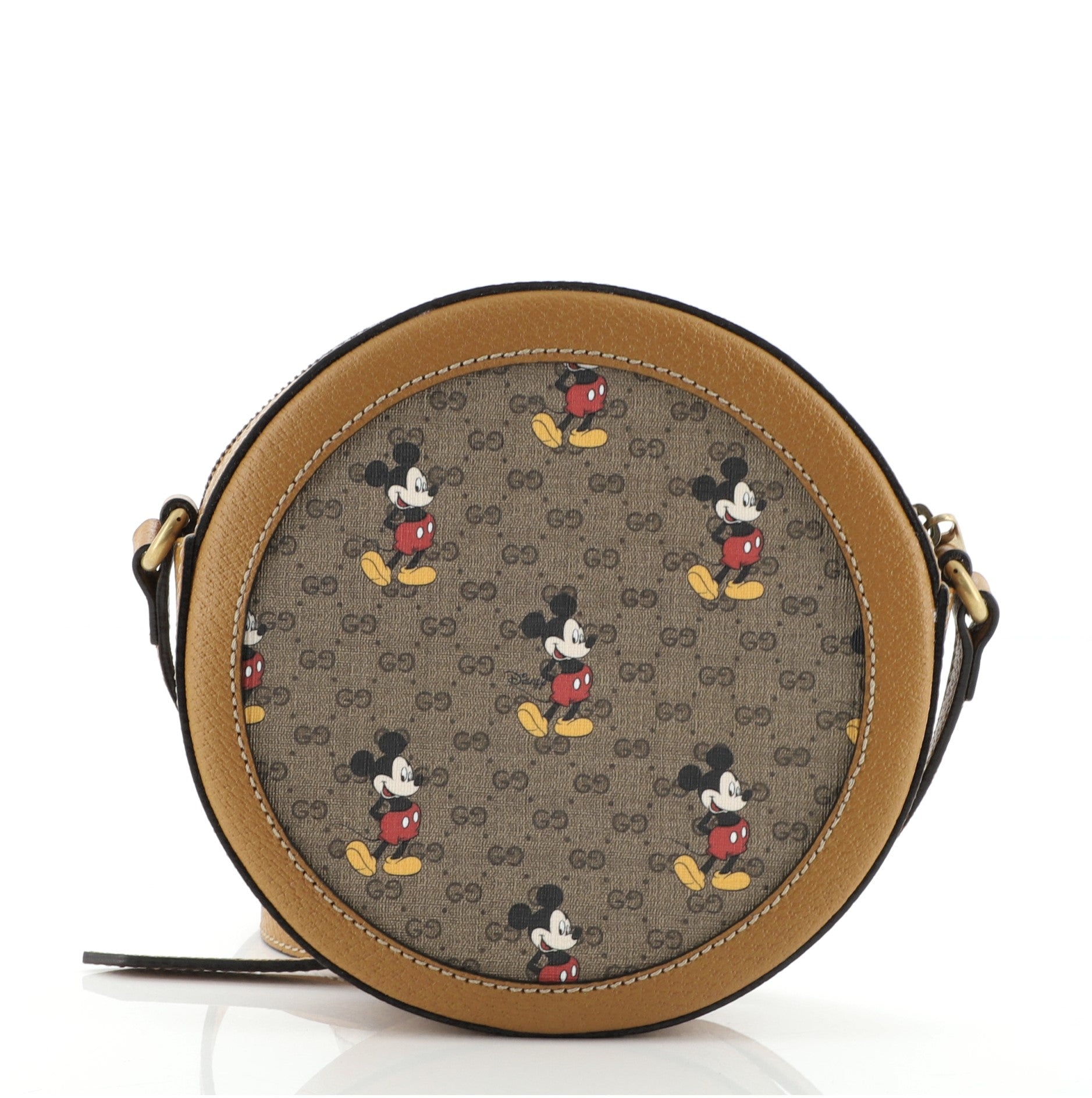 Disney Mickey Mouse Round Shoulder Bag Printed Mini GG Coated Canvas
